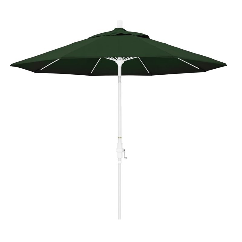 Pemberly Row Skye 9' White Patio Umbrella in Pacifica Hunter Green