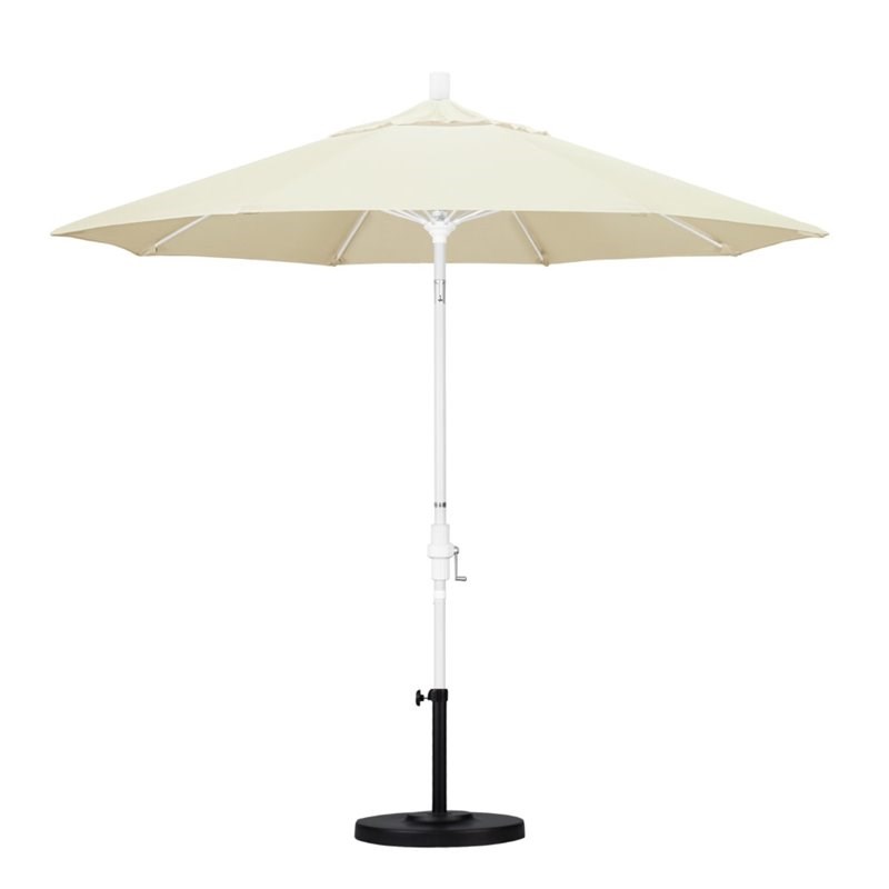 Pemberly Row Skye 9' White Patio Umbrella in Pacifica Canvas