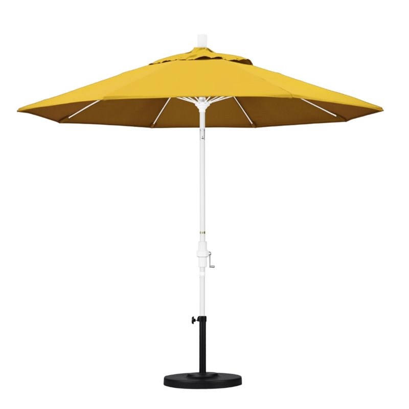 Pemberly Row Skye 9' White Patio Umbrella in Pacifica Yellow