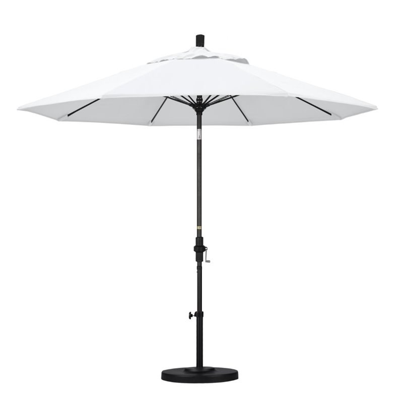 Pemberly Row Skye 9' Black Patio Umbrella in Sunbrella 1A Natural