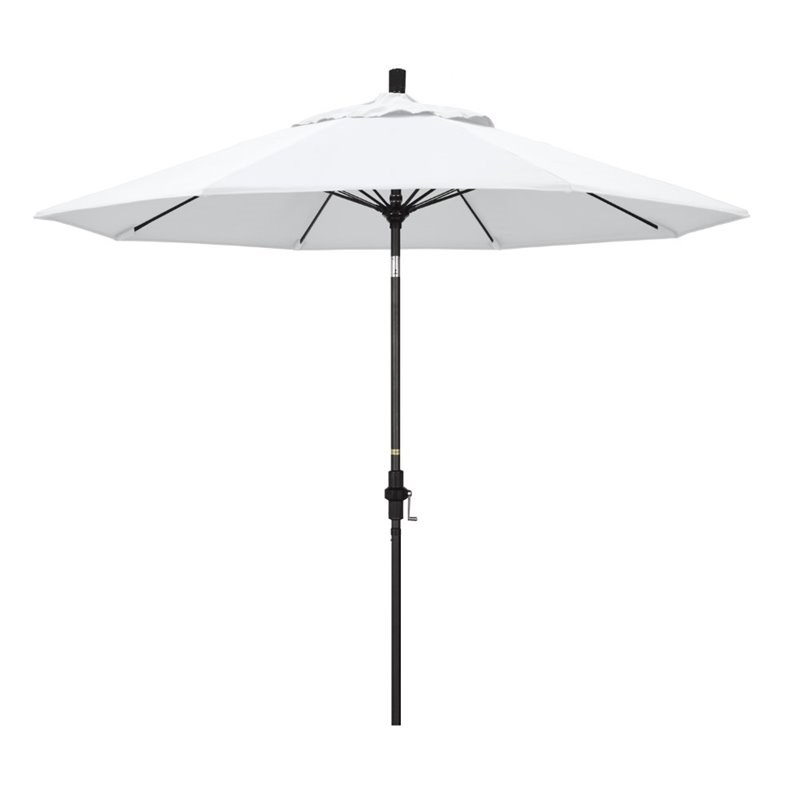 Pemberly Row Skye 9' Black Patio Umbrella in Sunbrella 1A Natural