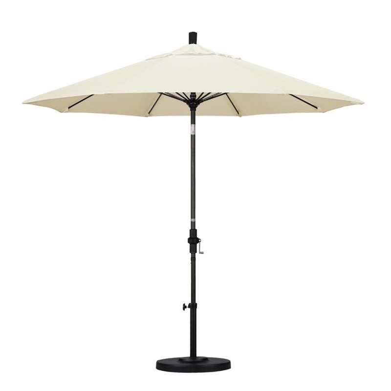 Pemberly Row Skye 9' Black Patio Umbrella in Sunbrella 1A Canvas