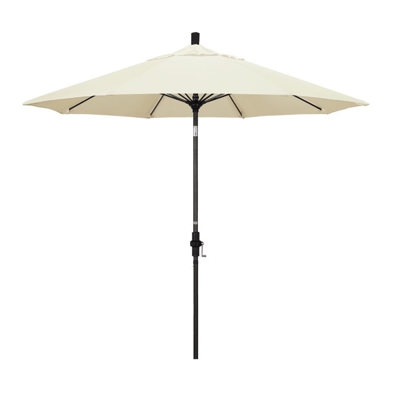 Pemberly Row Skye 9' Black Patio Umbrella in Sunbrella 1A Canvas