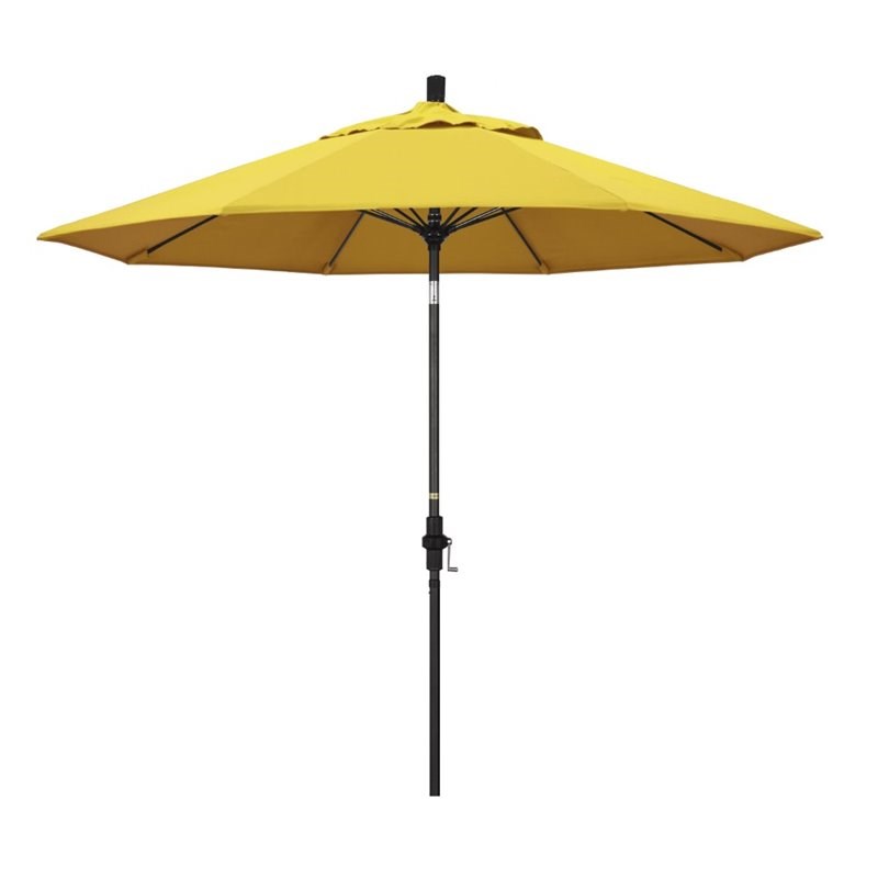 Pemberly Row Skye 9' Black Patio Umbrella in Olefin Lemon