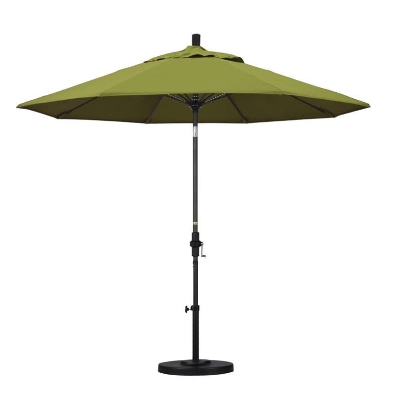 Pemberly Row Skye 9' Black Patio Umbrella in Pacifica Ginkgo