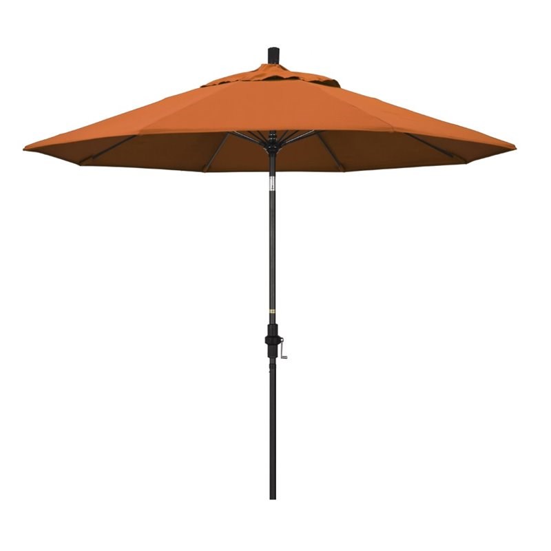 Pemberly Row Skye 9' Black Patio Umbrella in Pacifica Tuscan