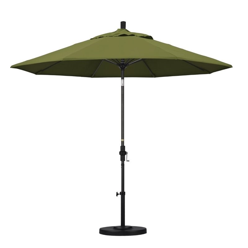 Pemberly Row Skye 9' Black Patio Umbrella in Pacifica Palm
