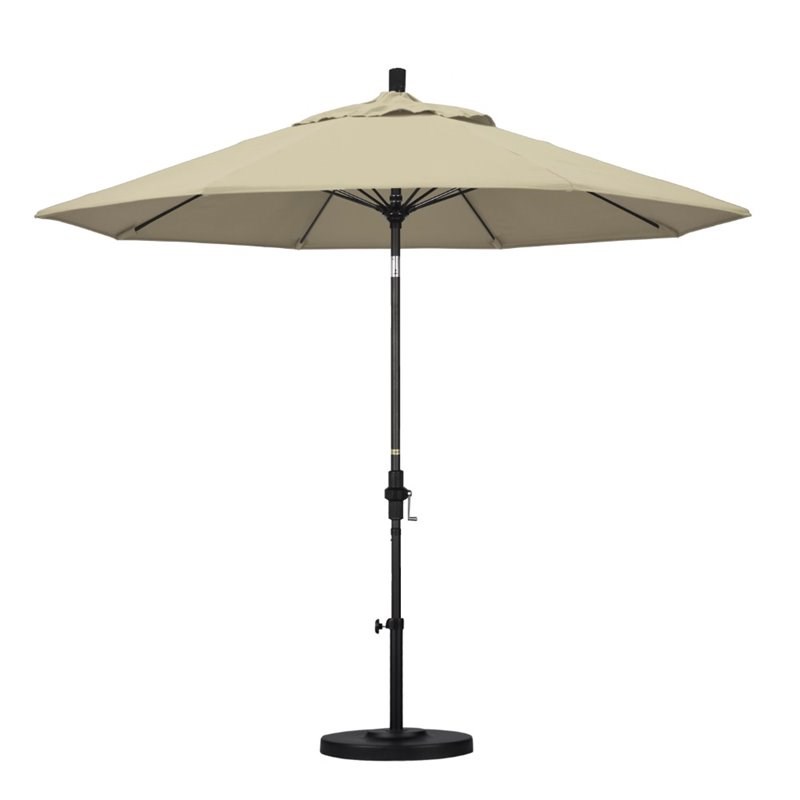 Pemberly Row Skye 9' Black Patio Umbrella in Pacifica Beige