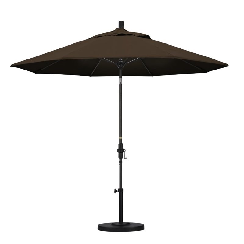 Pemberly Row Skye 9' Black Patio Umbrella in Pacifica Mocha