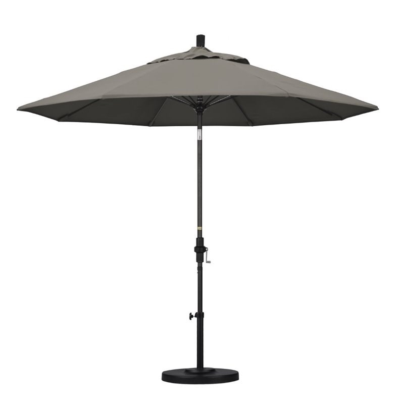 Pemberly Row Skye 9' Black Patio Umbrella in Pacifica Taupe