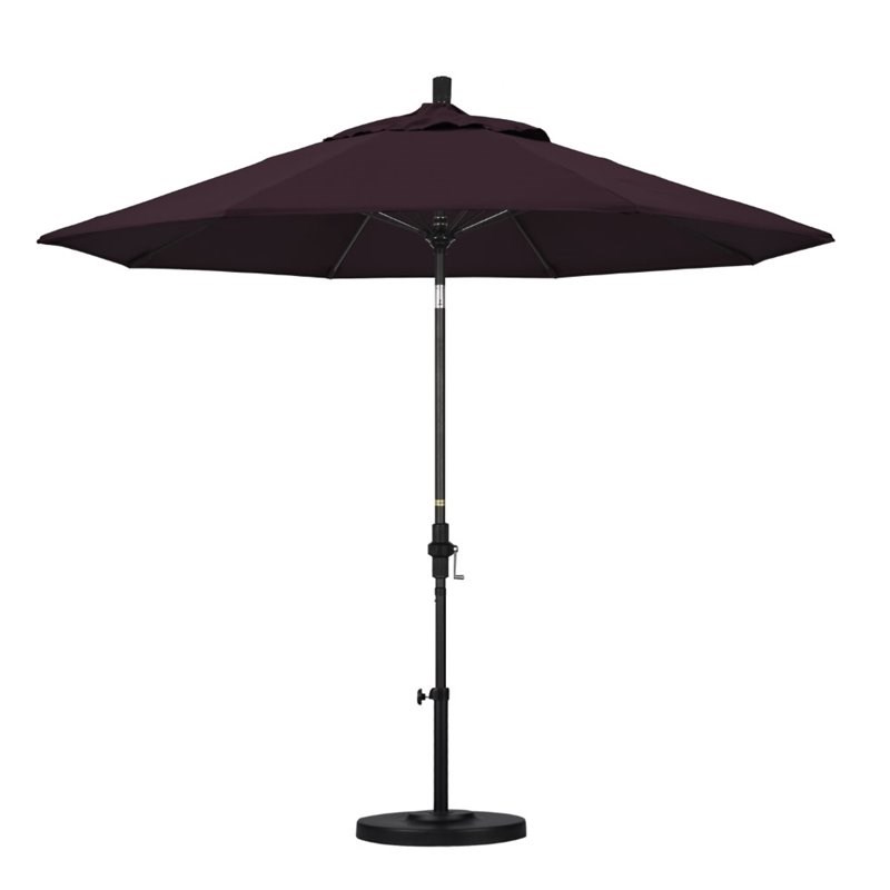 Pemberly Row Skye 9' Black Patio Umbrella in Pacifica Purple