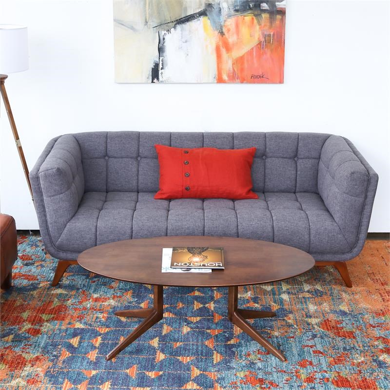 Pemberly Row Mid-Century Modern Tufted Back fabric Sofa in Grey