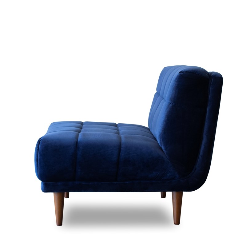 Mid-Century Modern Allen Blue Velvet Armless Lounge Chair
