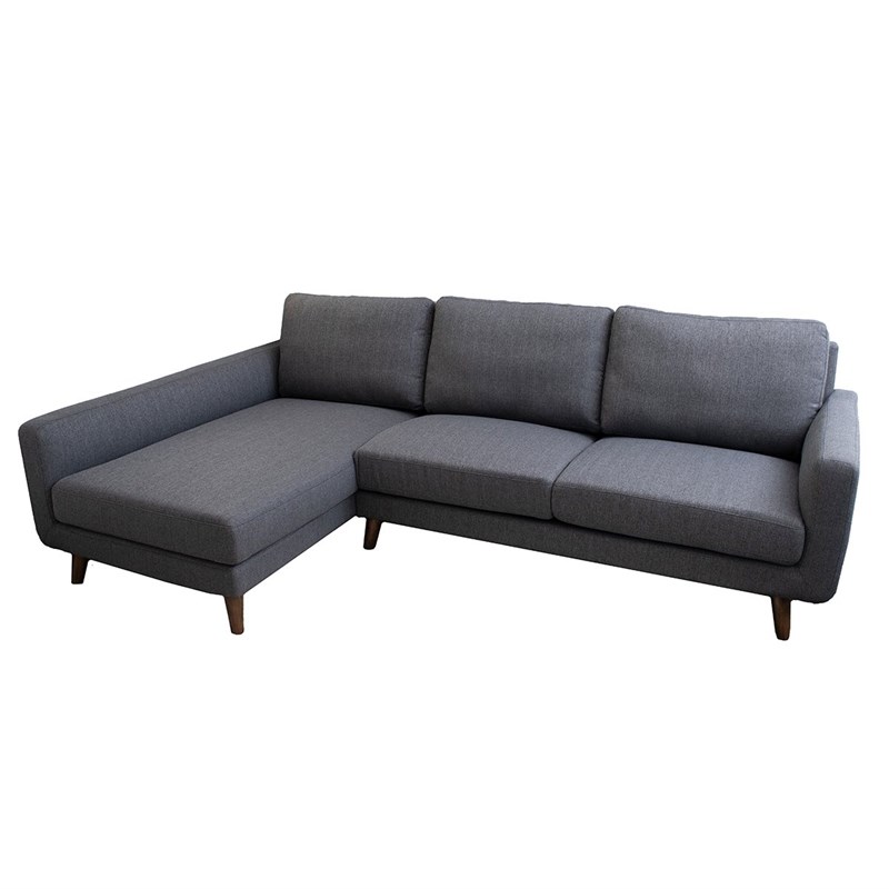 Pemberly Row Mid-Century Modern Preston Gray Sectional Sofa (Left Chaise)