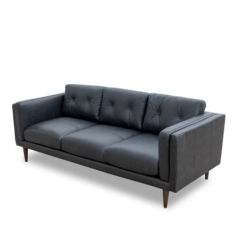 Pemberly Row Mid Century Modern West, Italian Leather Sofa Furniture Row