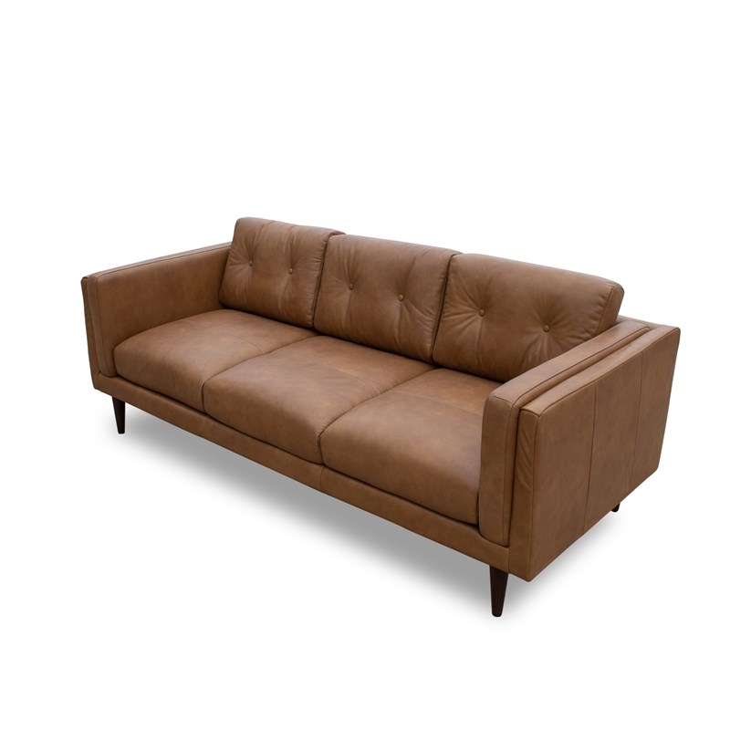 Pemberly Row Mid-Century Modern West Cognac Tan Brown Italian Leather ...