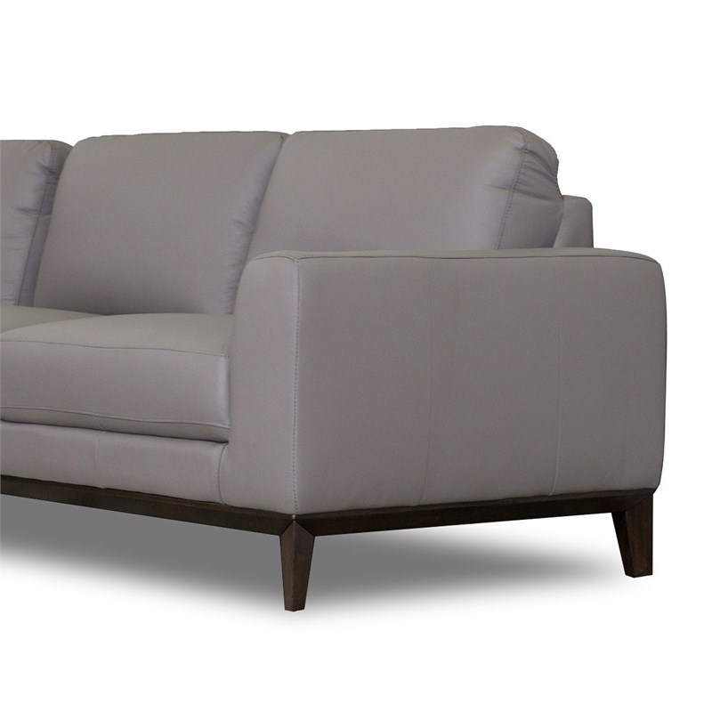 Pemberly Row Mid Century Modern Milton Gray Leather Sectional Sofa Left Chaise Homesquare Pemberly Row Mid Century Modern Milton, Mid Century Modern Milton Leather Sectional Sofa