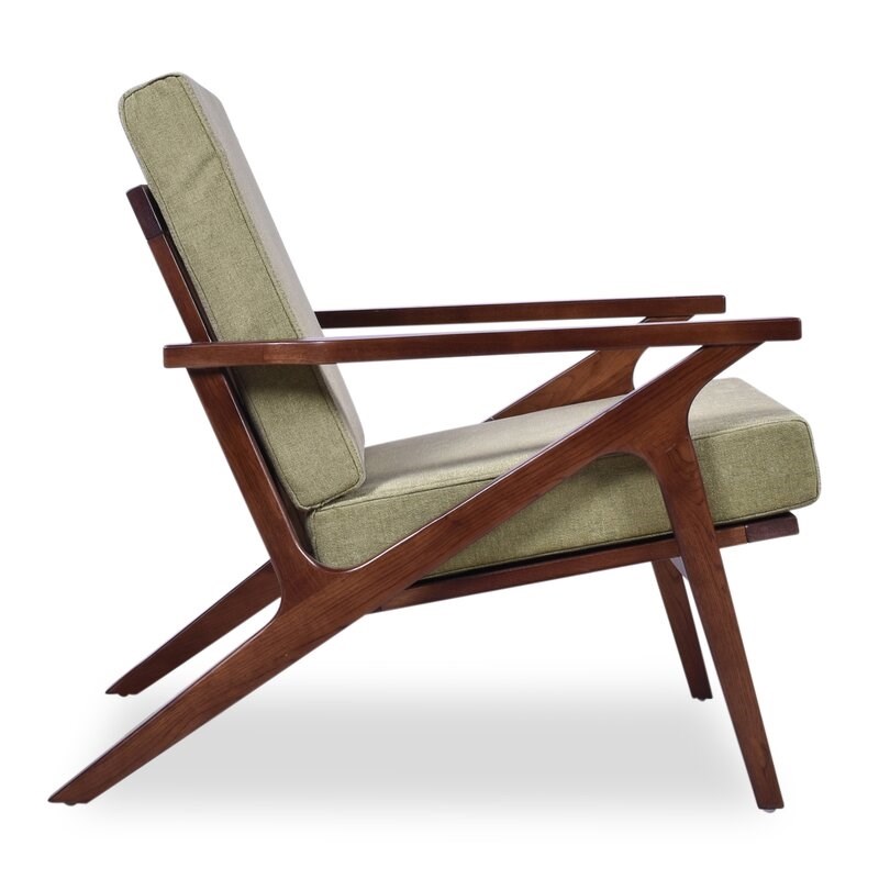 Pemberly Row Mid-Century Modern Leon Green (Pistachio) Walnut Wood Accent Chair
