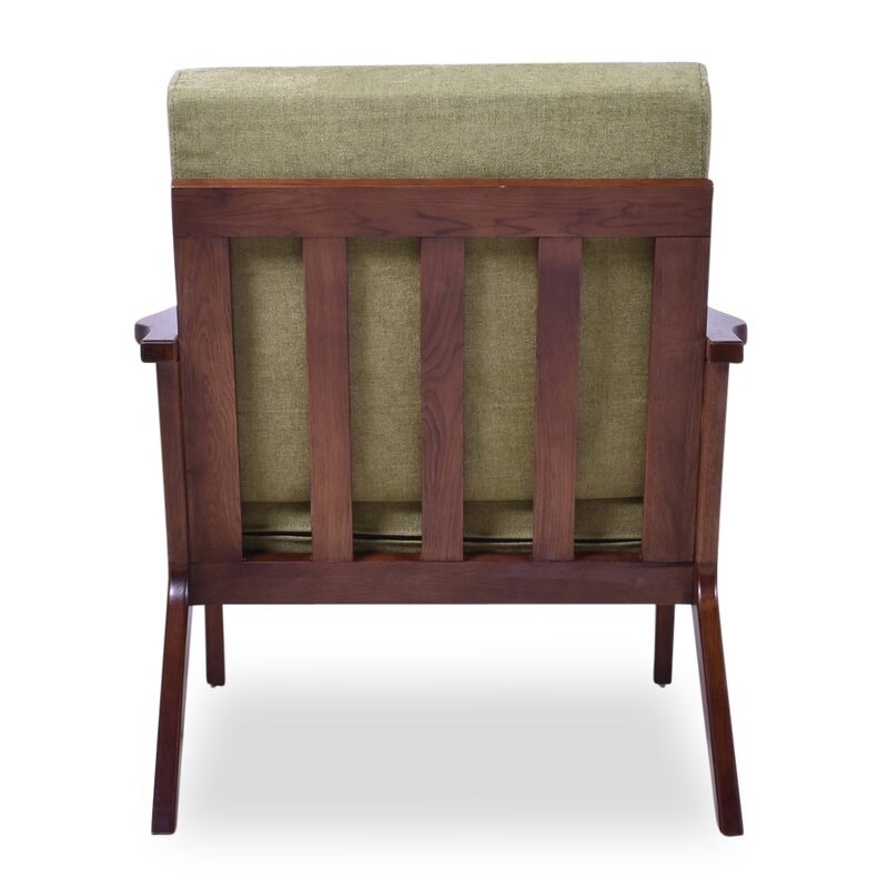 Pemberly Row Mid-Century Modern Leon Green (Pistachio) Walnut Wood Accent Chair