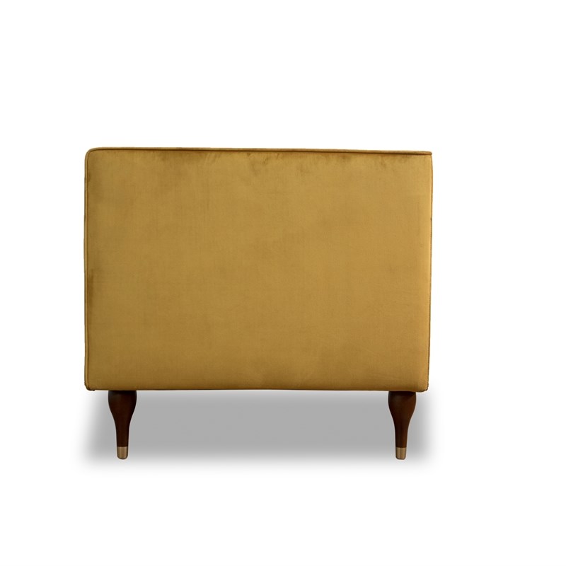 Pemberly Row Mid Century Modern Clodine Yellow Velvet Fabric Sofa