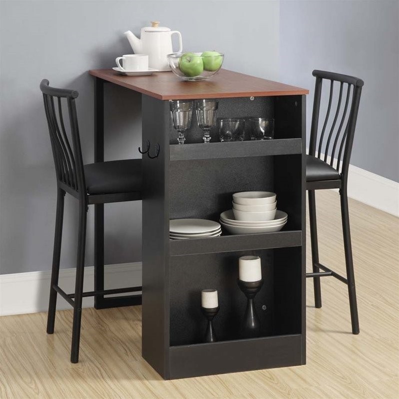 Pemberly Row 3 Piece Counter Height Pub Set in Black