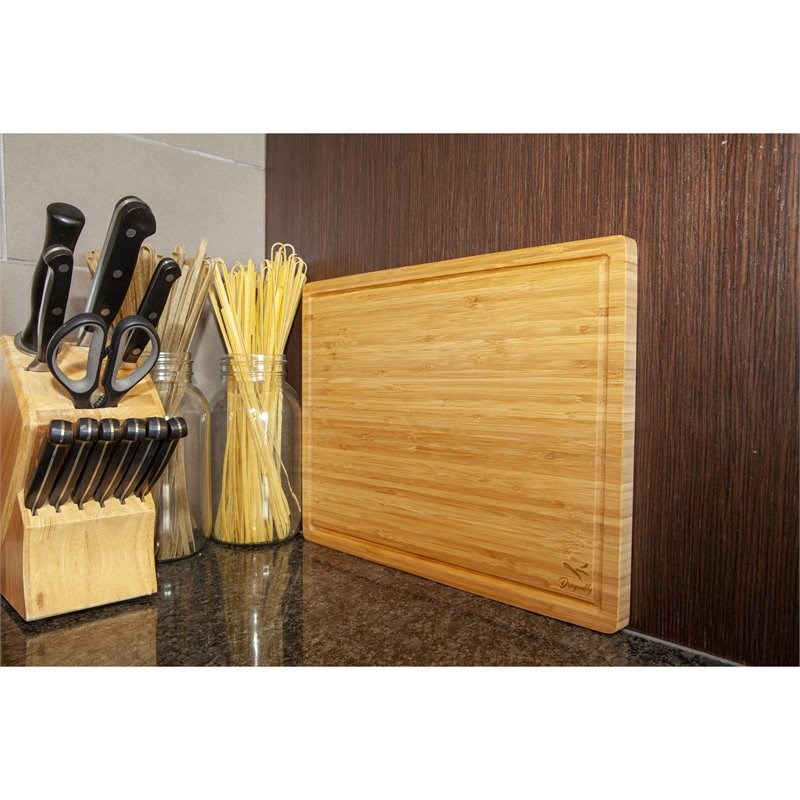 Pemberly Row Bamboo Large Chopping Board with Juice Groove in Natural