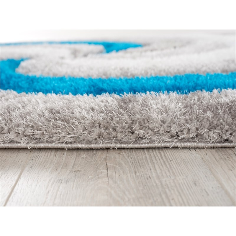 pemberly row 8x10 geometric shag 3d textured high pile area rug in gray