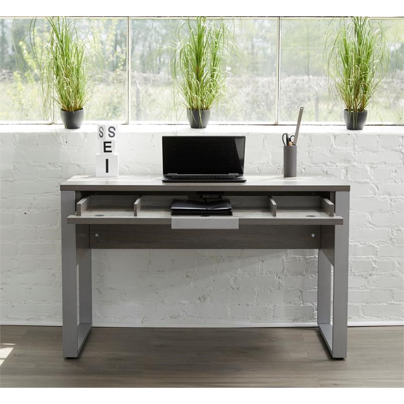 pemberly row engineered wood home office desk in gray pr47532005720