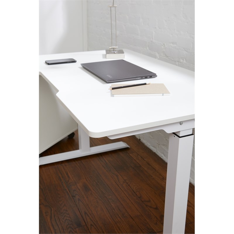 Pemberly Row Electric Height Adjustable Standing Desk in White