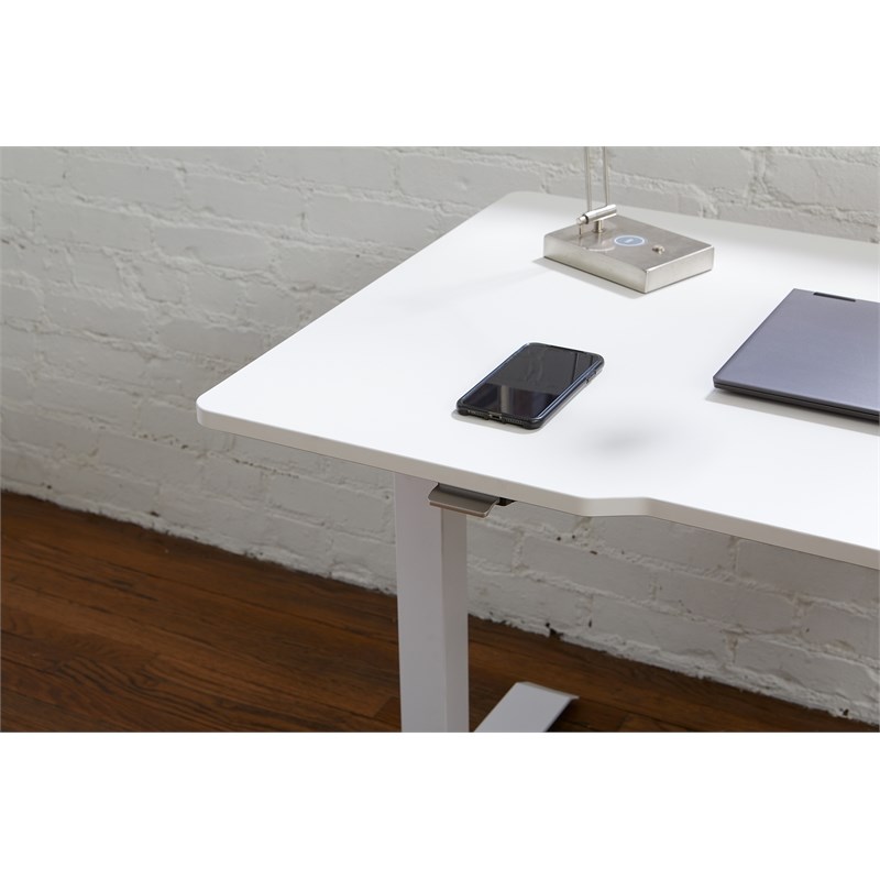 Pemberly Row Electric Height Adjustable Standing Desk in White