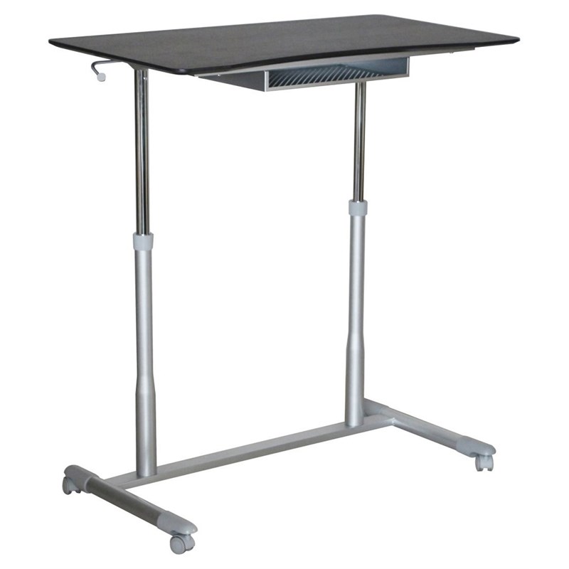 Pemberly Row Height Adjustable Steel Base Sit/Stand Desk in Espresso