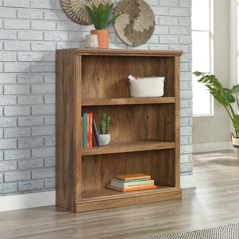 Pemberly Row Storage Contemporary 3Shelf Wood Bookcase in Sindoori
