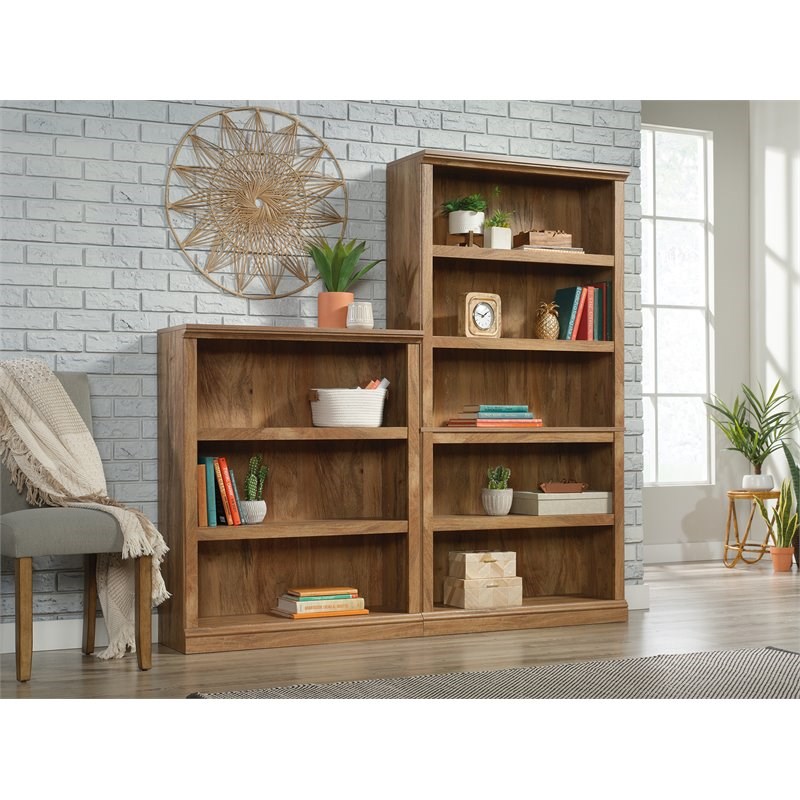 Pemberly Row Storage Contemporary 3-Shelf Wood Bookcase in Sindoori ...