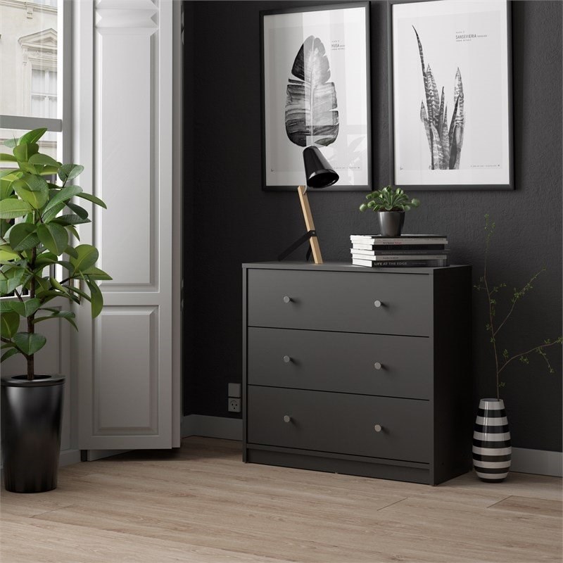 Pemberly Row 3 Drawer Chest in Black | Homesquare