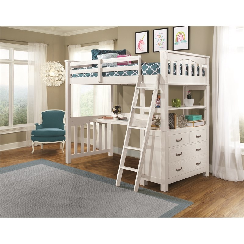 Pemberly Row Twin Solid Wood Loft Bed, Solid Wood Bunk Bed With Desk And Drawers Plans