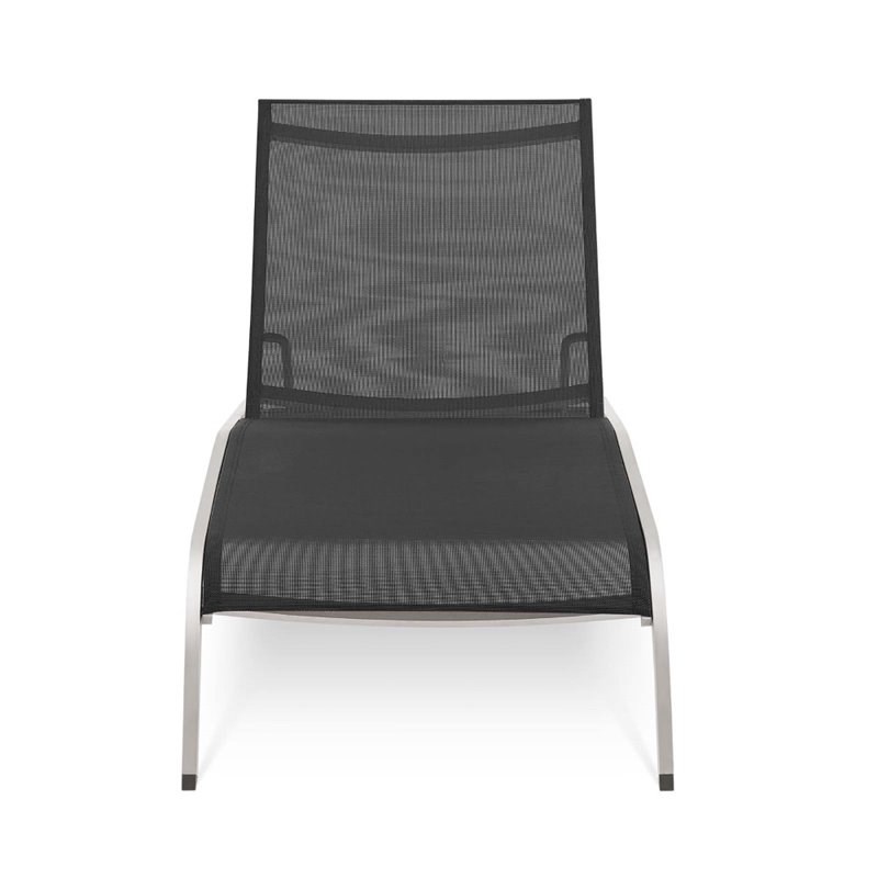 Pemberly Row  Aluminum Mesh Chaise Patio Lounge Chair in Black
