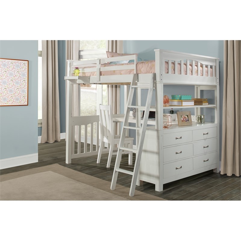 Pemberly Row Full Loft Bed With Desk, Bunk Bed Night Stand