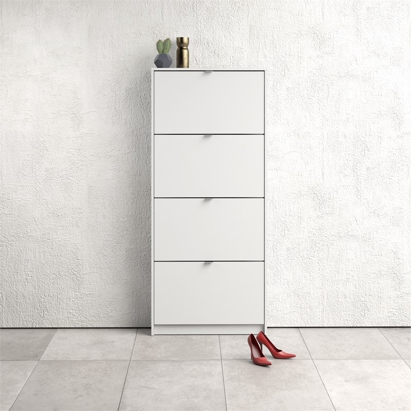 Pemberly Row 4 Drawer Shoe Cabinet in White