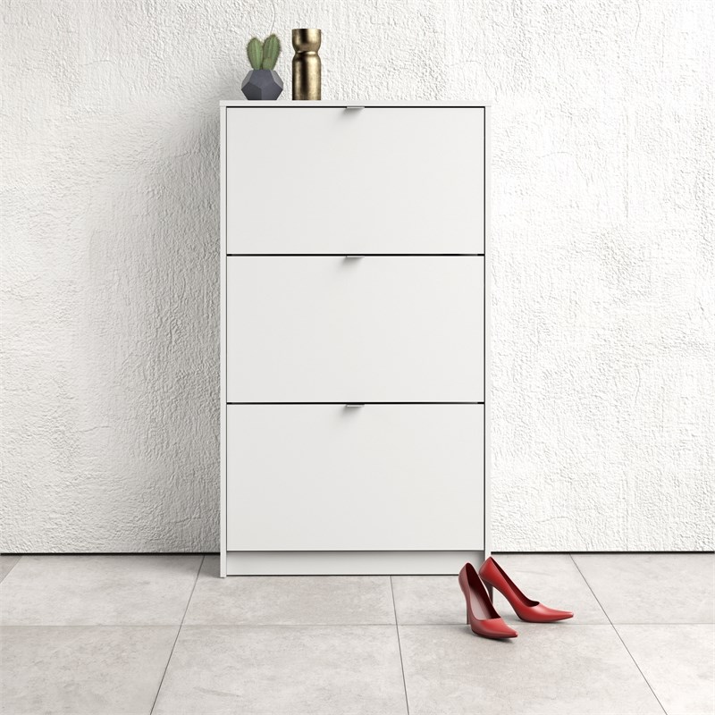 Pemberly Row 3 Drawer Shoe Cabinet in White