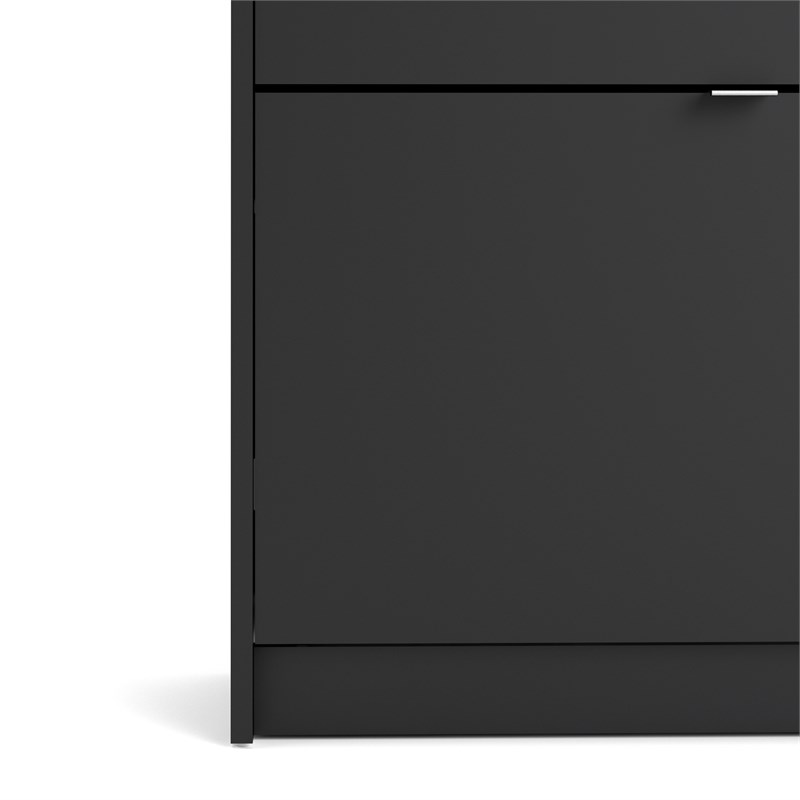 Pemberly Row Contemporary 4 Drawer Shoe Cabinet in Black Matte