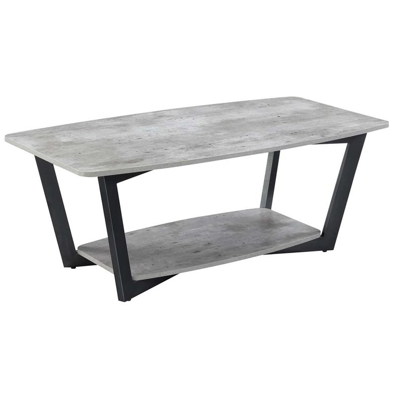 Pemberly Row Coffee Table in Gray Faux Birch Wood Finish