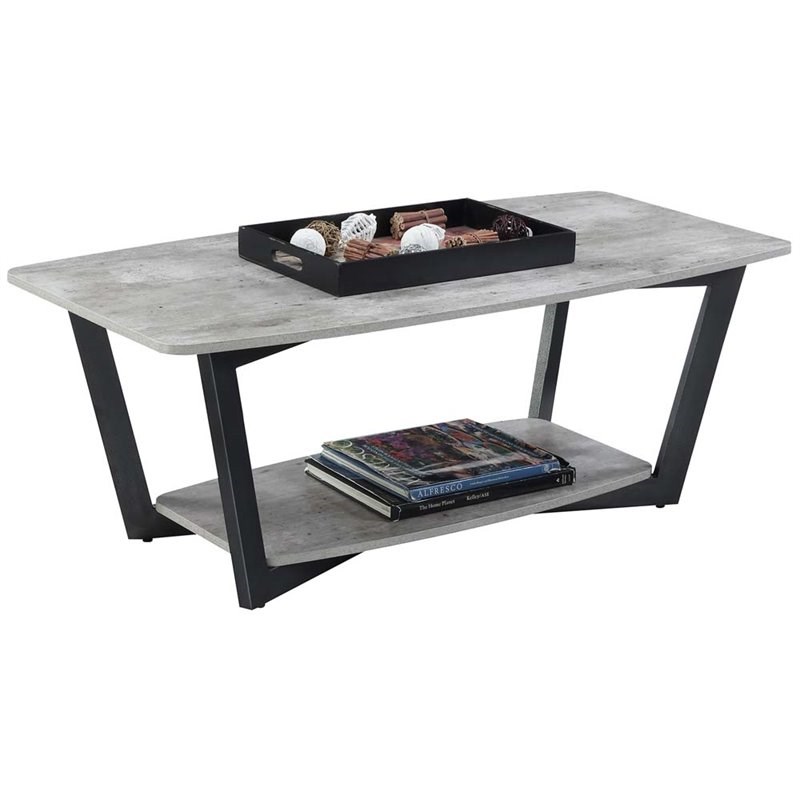Pemberly Row Coffee Table in Gray Faux Birch Wood Finish
