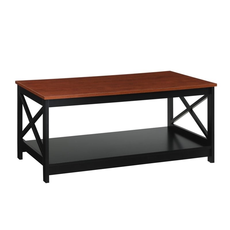 Pemberly Row Coffee Table In Cherry And Black Wood Finish Pr 4753 1475723