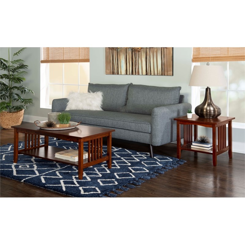 Pemberly Row Finley Wood Mission Coffee Table in Brown Homesquare