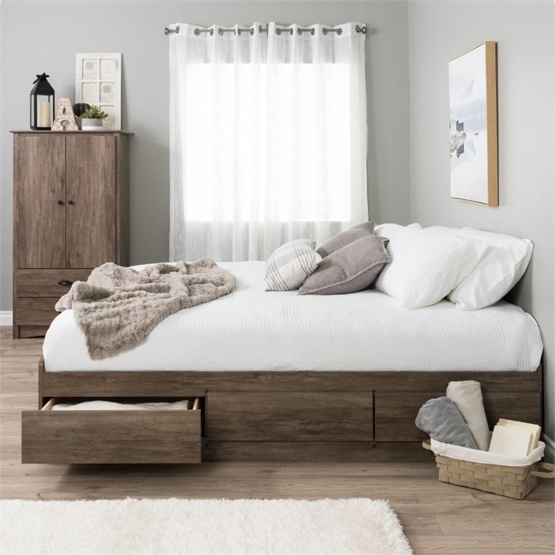 Pemberly Row King Platform Storage Bed With 6 Drawers In Drifted Gray Pr 4753 2003011