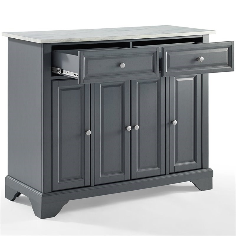 Pemberly Row Faux Marble Top Kitchen Island in Gray