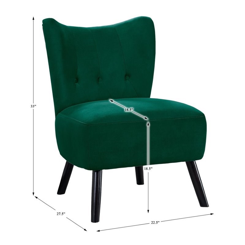 Pemberly Row Velvet Upholstered Accent Chair in Green