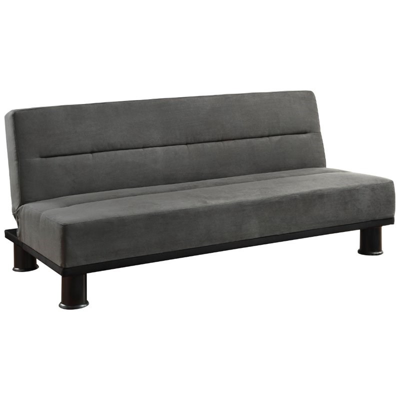 Pemberly Row Microfiber Futon and Lounger in Gray