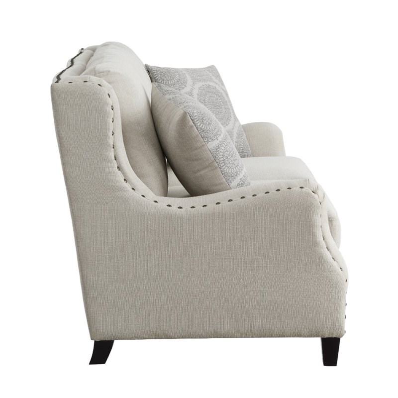 Pemberly Row Contemporary Textured Loveseat in Beige