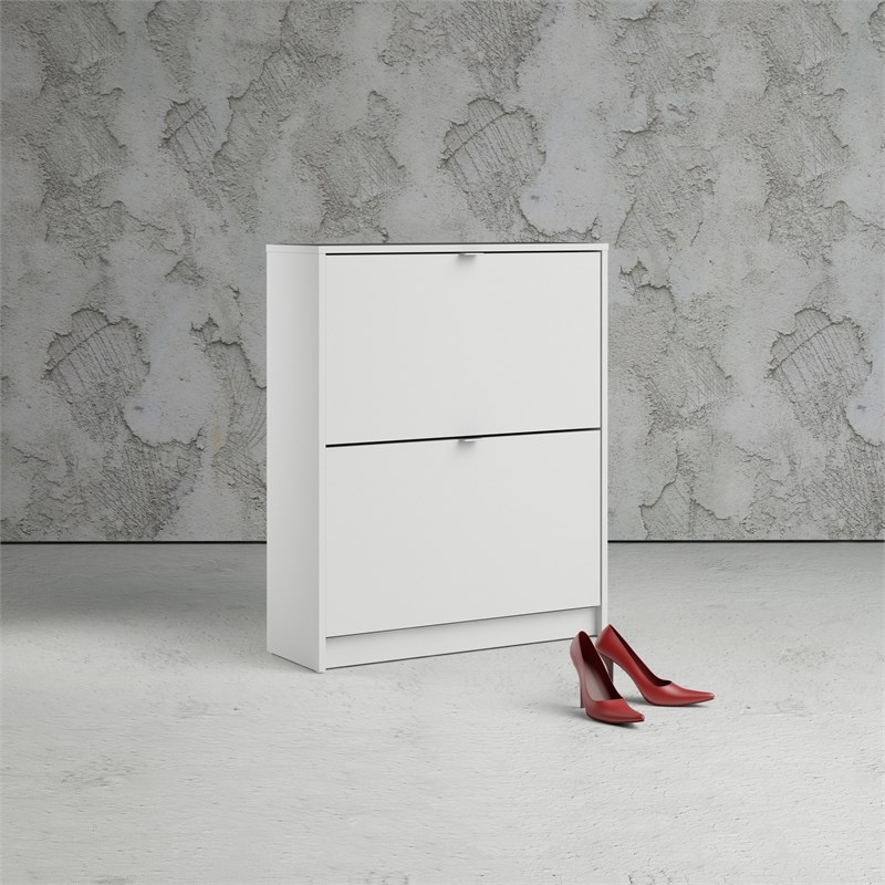 Pemberly Row 2 Drawer Engineered Wood Shoe Cabinet in White